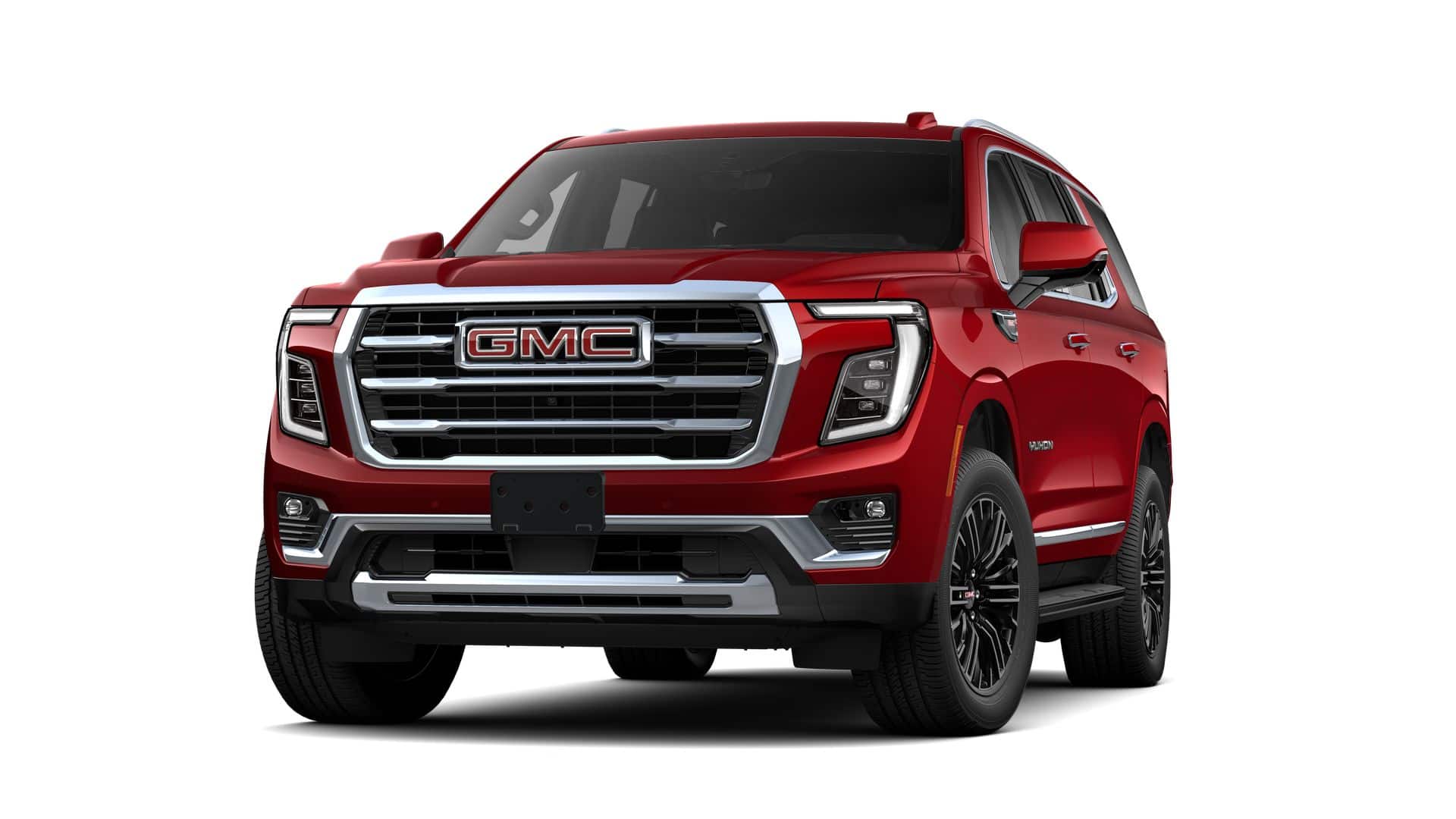 2026 GMC Yukon Elevation in Volcanic Red Tintcoat — front three-quarter view